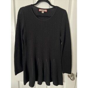 Beyond Threads Alpaca Wool Tunic Sweater Size Small Black Peplum Peru